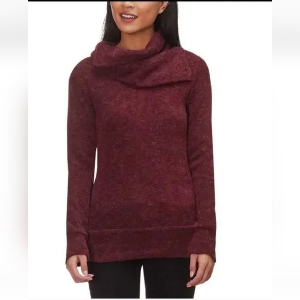 Kavu Maroon Fuzzy Cozy Sweetie Sweater w/Asymetrical Cowl Neck